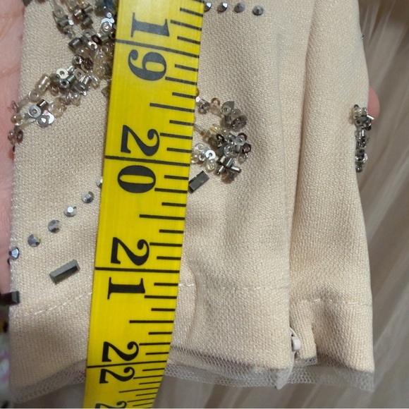 HENNIN Evening Gown Women’s Dress Size 38 Nude Tulle with Embroidery and Beading - Picture 16 of 16